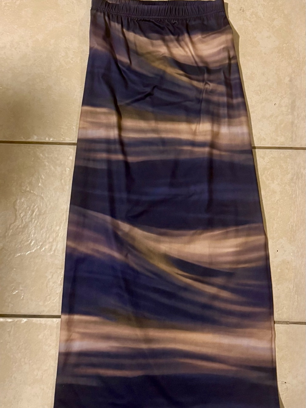 SHEIN Navy and Beige Wave-Print Maxi Skirt